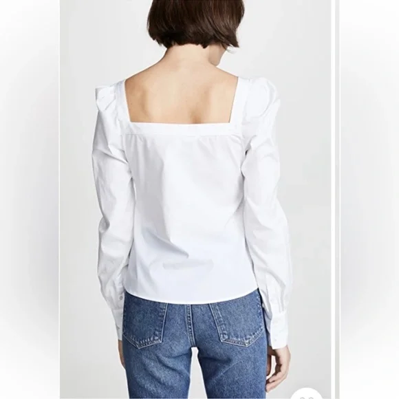 Veronica Beard Frankie Top Puff Shoulders button down - Picture 3 of 4